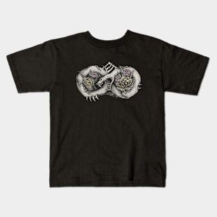 Gothic Ouroboros Snake and Flowers Kids T-Shirt